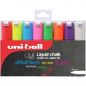 Uni Chalk Marker Broad Chisel Tip PWE-8K Line Width 8mm Wallet Assorted Ref 153494343 Pack of 8 522605