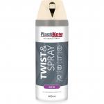 Plastikote Premium Paint Spray Satin Finish White 400ml. 531442