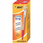 Bic Cristal Grip Ball Pen Medium Clear Barrel 1.0mm Tip 0.32mm Line Red Ref 802803 [Pack 20] 534799