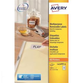 Avery Mini Multipurpose Labels Removable Laser 48 per Sheet 45.7x21.2mm Wht Ref L4736REV-25 [1200 Labels] 535018