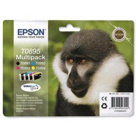 Epson T0895 InkjetCart Monkey Blk180pp 5.8ml/Cyan185pp/Mag185pp/Yell185pp 3.5ml Ref C13T08954010 Pack of 4