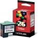 Lexmark No. 26 Inkjet Cartridge Page Life 275pp Colour Ref 10N0026