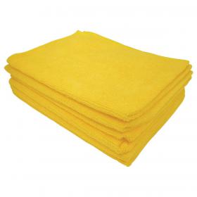 5 Star Facilities Microfibre Cleaning Cloth Colour-coded Multi-surface Yellow Pack of 6 553233