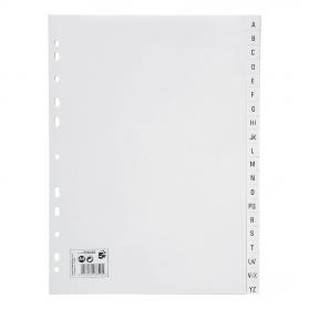 5 Star Office Index A-Z 20-Part Polypropylene Multipunched Reinforced Holes 130 Micron A4 White 556422