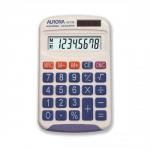 Aurora Handheld Calculator 8 Digit 3 Key Memory Solar and Battery Power 70x15x115mm White Ref HC133 566934