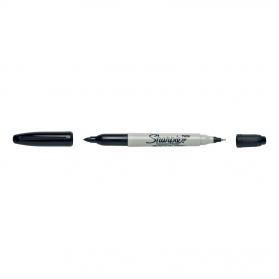 Sharpie Twin Tip Permanent Marker Alcohol-based 0.9mm and 0.5mm Line Black Ref S0811100 Pack of 12 570415