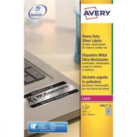 Avery Heavy Duty Labels Laser 27 per Sheet 63.5x29.6mm Silver Ref L6011-20 540 Labels 572246