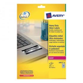 Avery Heavy Duty Labels Laser 10 per Sheet 96x50.8mm Silver Ref L6012-20 [200 Labels] 572254