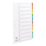 Concord Commercial Index 1-10 Multipunched Mylar-reinforced Multicolour-Tabs 160gsm A4 White Ref 08901 573004