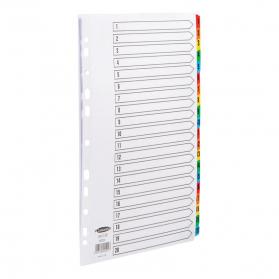 Concord Commercial Index 1-20 Multipunched Mylar-reinforced Multicolour-Tabs 160gsm A4 White Ref 69201