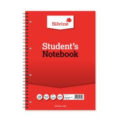 Cheap Stationery Supply of Silvine Student Notebook Wirebound 75gsm Narrow Ruled Punched 4 Holes 120pp A4 Red 141 Pack of 12 573772 Office Statationery