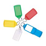 5 Star Facilities Sliding Key Fob Coloured Medium Label Area 38x22mm 25mm Ring Assorted [Pack 10] 576884
