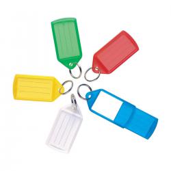 Cheap Stationery Supply of 5 Star Facilities Sliding Key Fob Coloured Medium Label Area 38x22mm 25mm Ring Assorted Pack of 10 576884 Office Statationery