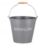 Manor Fireside Kindling Bucket Grey Wooden Handle 31cm Height 581694