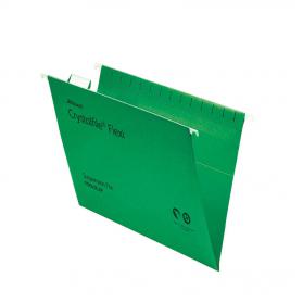 Rexel Crystalfile Flexifile Suspension File 15mm V-base 225gsm Foolscap Green Ref 3000040 Pack of 50