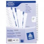 Avery Index Mylar 1-20 Unpunched Mylar-reinforced Tabs 150gsm A4 White Ref 05242061 [Pack 5] 598403