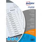 Avery Index Mylar 1-20 Unpunched Mylar-reinforced Tabs 150gsm A4 White Ref 05242061 [Pack 5] 598403