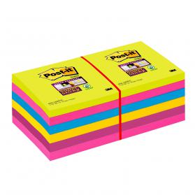 Post-it Super Sticky Removable Notes Pad 90 Sheets 76x76mm Ultra Assorted Ref 654SSUC [Pack 12] 615351