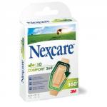 This photograph depicts a pack of 30 3M Nexcare Comfort 360 plasters. The plasters are neatly stacked on top of each other, with their signature blue and white color. Each plaster has a rounded shape and is designed for maximum comfort and flexibility. The packaging also features the iconic 3M logo and brand name. This medical product appears to be suitable for everyday use and is a reliable option for minor cuts and scrapes.