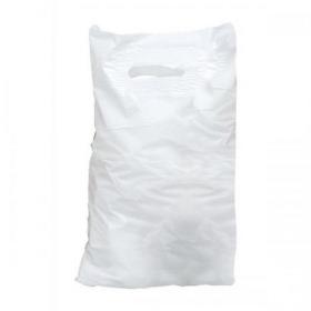 Carrier Bags Polythene Patch Handle 30 microns 381x457x76mm gusset White [Pack 500] 626380