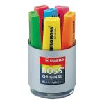 Stabilo Boss Highlighters Chisel Tip 2-5mm Line Set of Six Pens in Pot Assorted Ref 7006 [Pack 6] 628233
