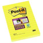 Post-it Super Sticky Removable Notes Ruled Pad 90 Sheets 102x152mm Yellow Ref 660S [Pack 6] 628969