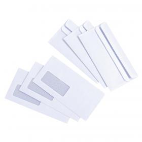 5 Star Value Envelopes Wallet Press Seal Window 80gsm DL 110x220mm White Pack of 1000 638515
