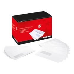 Cheap Stationery Supply of 5 Star Office Envelopes Mailing Machine Wallet Gummed with Window 90gsm C5 162x238mm White Pack of 500 652621 Office Statationery