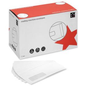 5 Star Office Envelopes Mailing Machine Wallet Gummed with Window 90gsm DL 162x238mm White Pack of 500 652688