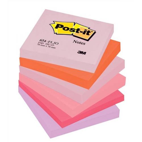 Cheap Stationery Supply of 3M Post-it Sticky Notes Floral Rainbow 76x76 mm Assorted (12 x Pack of 100 Sheet) + FREE 2 Packs & Free Jewel Pop Notes - Offer Oct to Dec 2013 654FL-XX1 Office Statationery