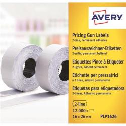 Cheap Stationery Supply of Avery (16 x 26mm) Labels for Labelling Gun 2-line Permanent (White) 10 Rolls of 1200 PLP1626 Office Statationery