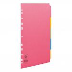 Concord Bright Subject Dividers 5-Part Card Multipunched 160gsm A4 Assorted Ref 50699 675190