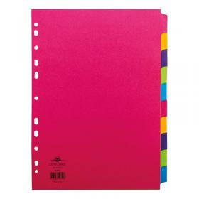 Concord Bright Subject Dividers 10-Part Card Multipunched 160gsm A4 Assorted Ref 50899 675204