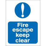 Stewart Superior Fire Escape Keep Clear Sign W150xH200mm Self-adhesive Vinyl Ref M025SAV 686214