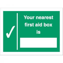 Cheap Stationery Supply of Stewart Superior Your Nearest First Aid Box Is Sign W200xH150mm Self Adhesive Vinyl SP075SAV 686427 Office Statationery