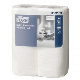 Tork Kitchen Towels Extra Absorbent Recycled 2-ply 64 Sheets per Roll White Ref 120269 Pack of 2 693931