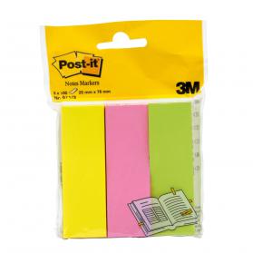 Post-it Note Markers 100 each of Yellow Pink and Green Ref 6713 Pack of 3 694252