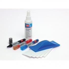Nobo Whiteboard Starter Kit 3 Asst Drywipe Markers/Eraser/Refills/125ml Cleaning Fluid Spray Ref 34438861 696776