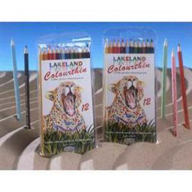 Lakeland Colour Thin Colouring Pencils Hexagonal Barrel Hard-wearing Wallet Asstd Ref 0700077 Pack of 12 696946