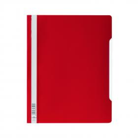 Durable Clear View Folder Plastic with Index Strip Extra Wide A4 Red Ref 257003 Pack of 50 698467