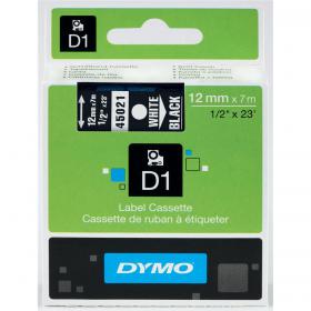 Dymo D1 Tape for Electronic Labelmakers 12mmx7m White on Black Ref 45021 S0720610 699055