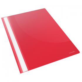 Esselte Vivida Report Flat Bar File Polypropylene Clear Front A4 Red Ref 28316 Pack of 25 699381