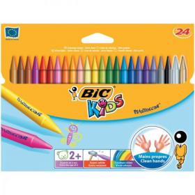 Bic Kids Plastidecor Crayons Long-lasting Sharpenable Wallet Vivid Assorted Colours Ref 8297721 Pack of 24 701650