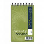 Cambridge Recycled Shorthand Pad Wirebound 70gsm Ruled Perf 120pp 125x200mm Green Ref 100080120 [Pack 10] 702265