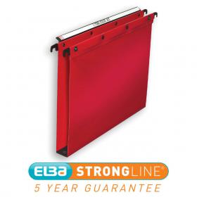 Elba Ultimate Linking Suspension File Polypropylene 30mm Wide-base Foolscap Red Ref 100330374 Pack of 25 710457