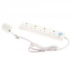 Extension Lead Power Surge Strip with Spike Protection 4 Way 2 Metre White 713412