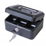 Cash Box with Lock & 2 Keys Removable Coin Tray 6 Inch W152xD115xH70mm Black 729034