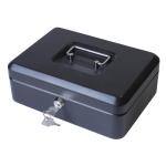Cash Box with Lock & 2 Keys Removable Coin Tray 10 Inch W250xD180xH70mm Black 729115