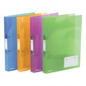 Rexel Ice Ring Binder Polypropylene 2 O-Ring 25mm A4 Translucent Assorted Ref 2102044 Pack of 10 730247