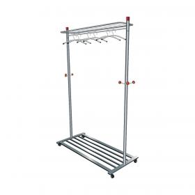 5 Star Facilities Coat Rack Mobile 4 Wheels 3 Pegs Capacity 40-50 Hangers 1140x550x1800mm Silver 767258